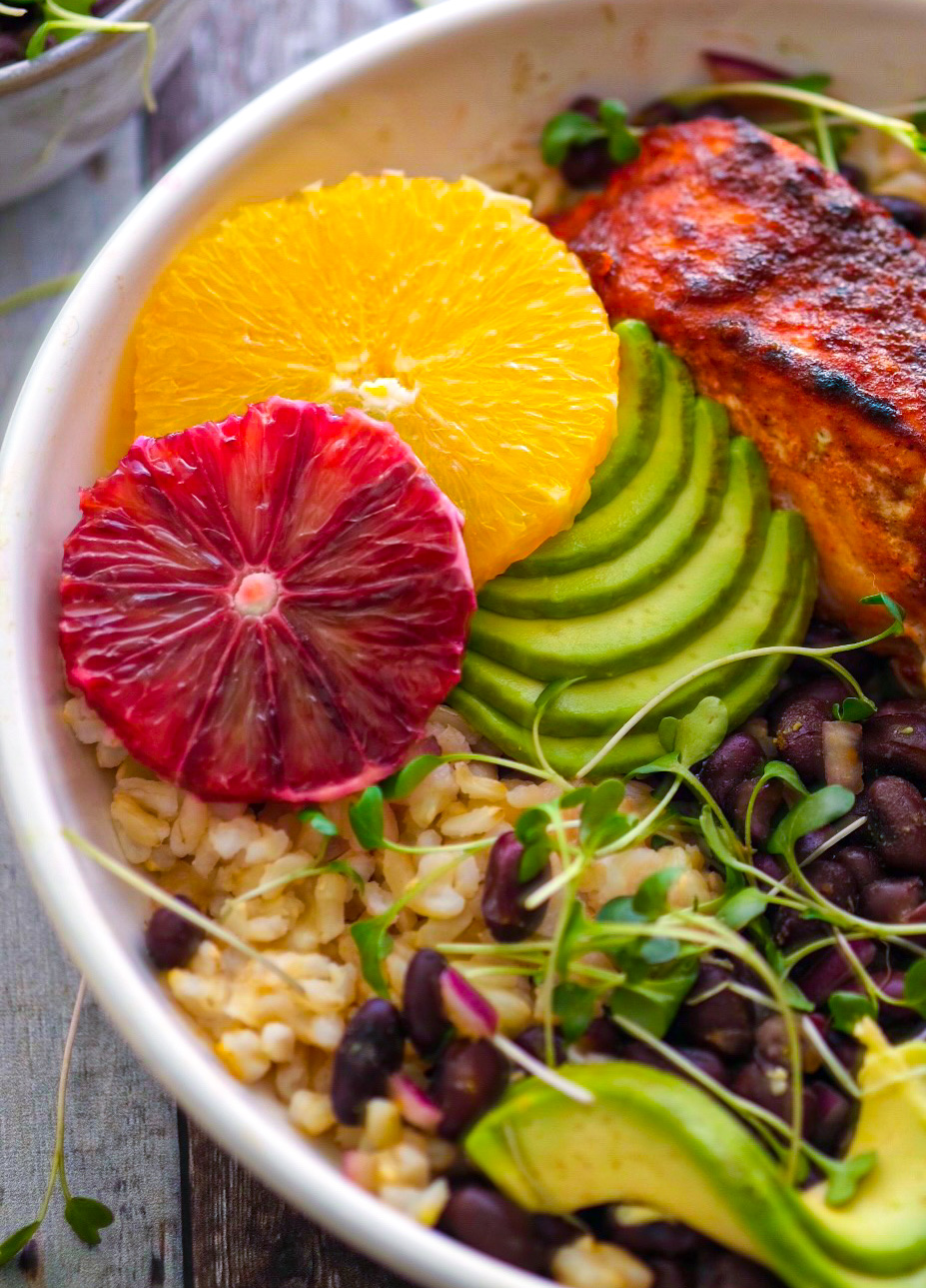 Blackened Salmon Citrus Bowls Wandering Chickpea