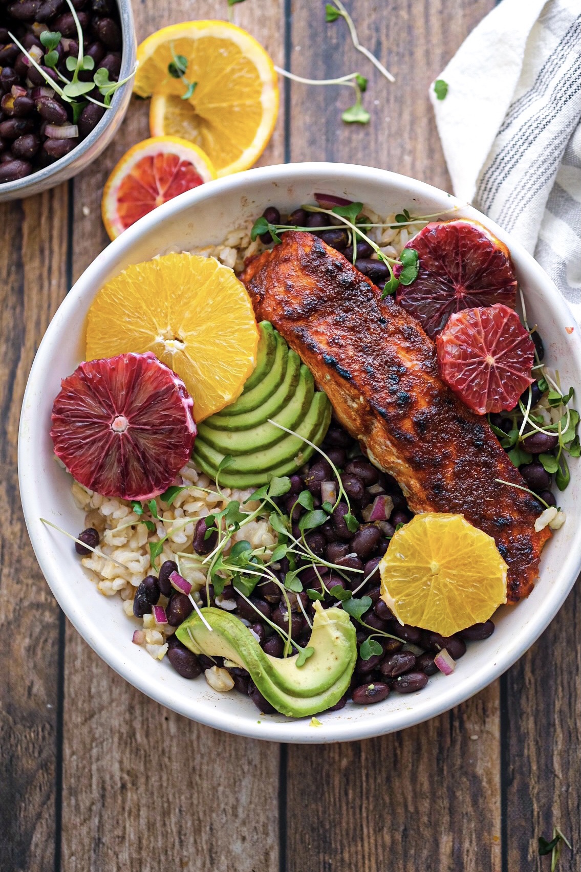 blackened salmon bowls with citrus