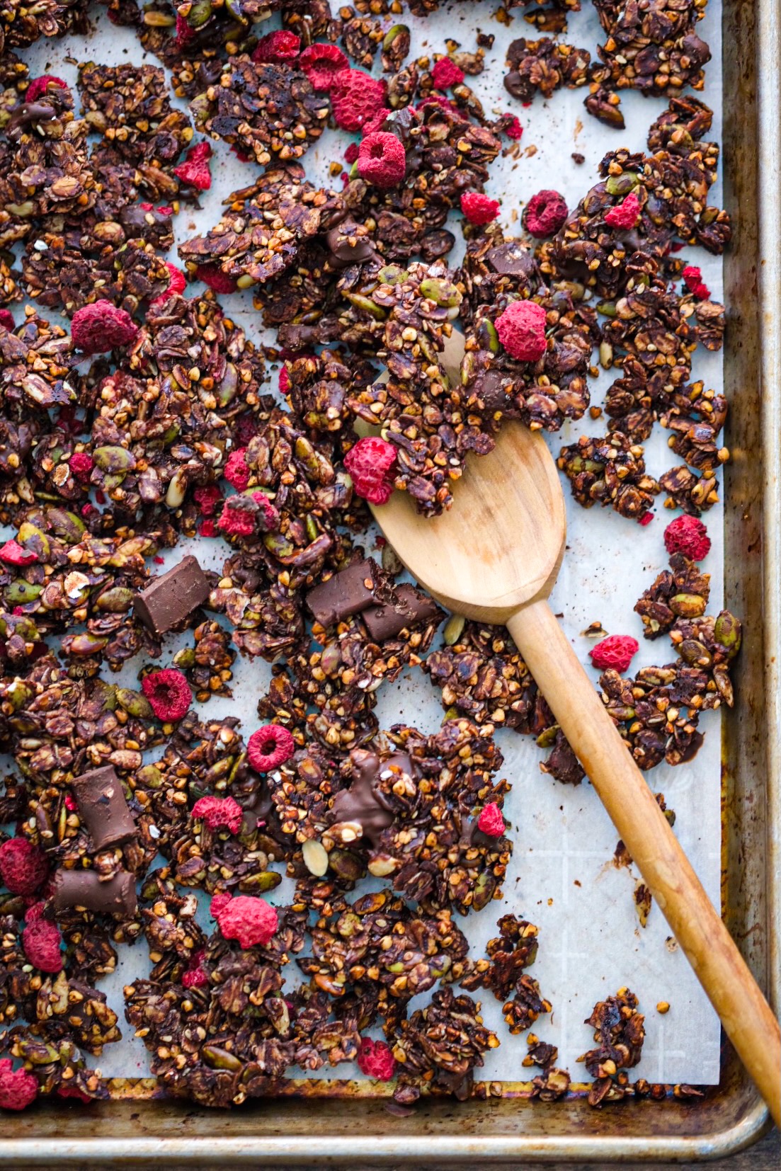 Healthy chocolate raspberry granola recipe