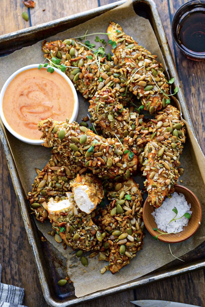 pumpkin seed crusted chicken