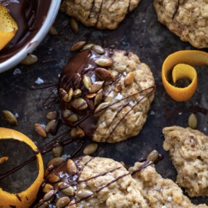 orange scented oatmeal cookies with toasted pumpkin seeds