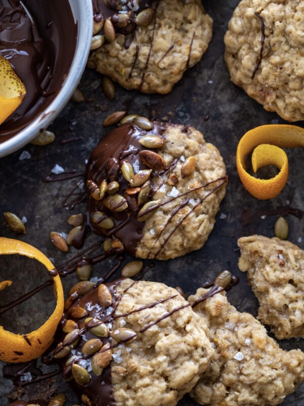 orange scented oatmeal cookies with toasted pumpkin seeds