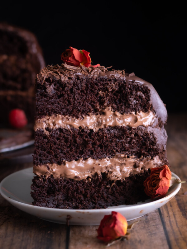 vegan triple chocolate mousse cake