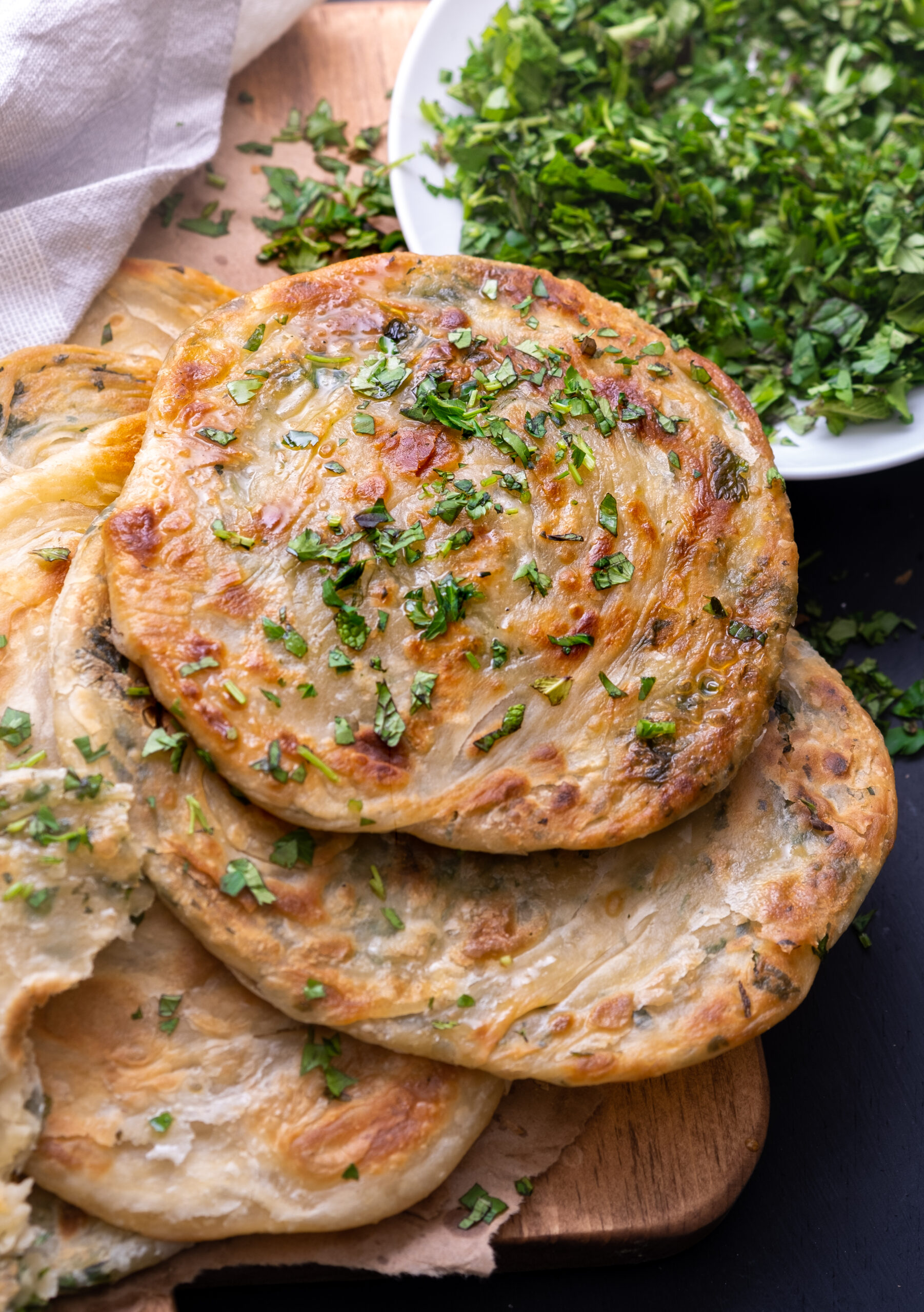 herbed olive oil parathas