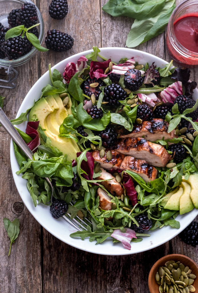 blackberry basil grilled chicken salad