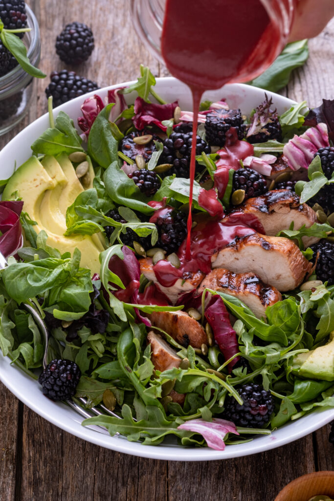 blackberry basil grilled chicken salad