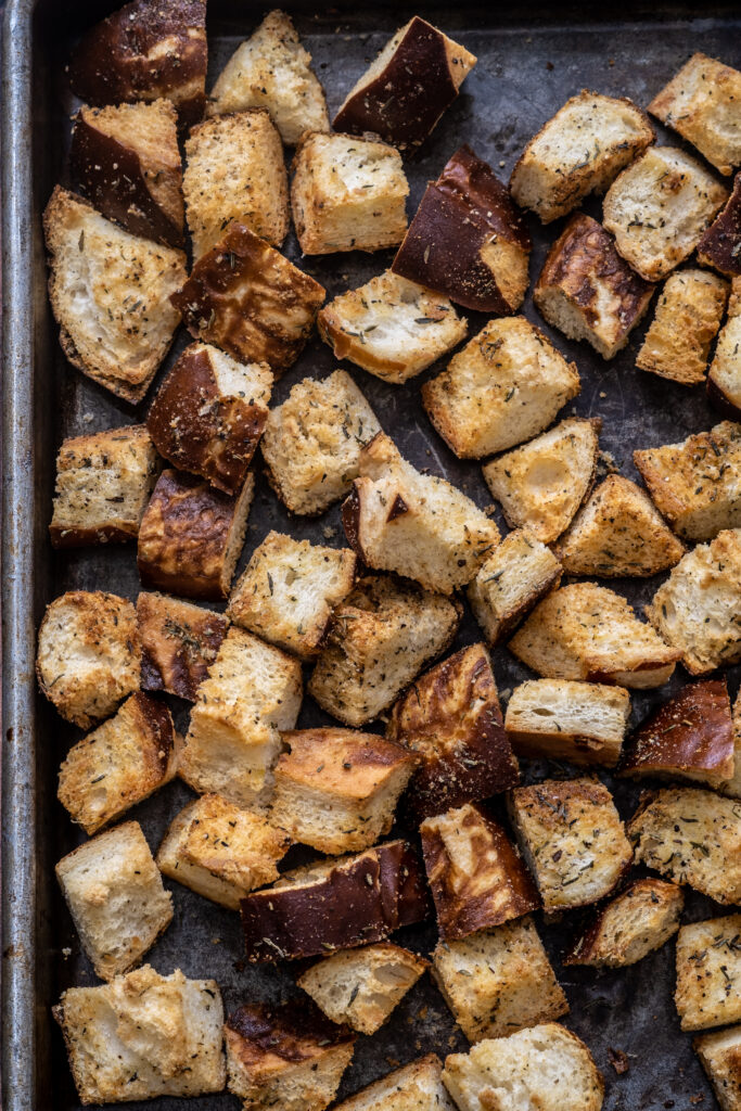 pretzel bread croutons