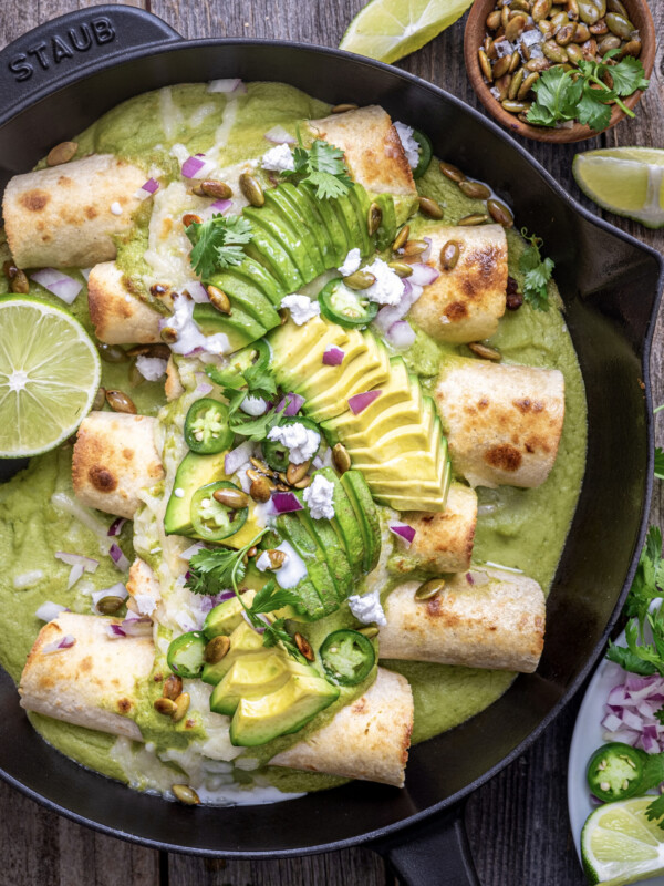 Poblano pumpkin seed enchiladas