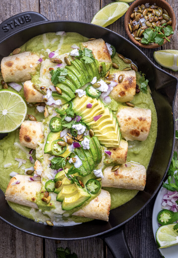 Poblano pumpkin seed enchiladas
