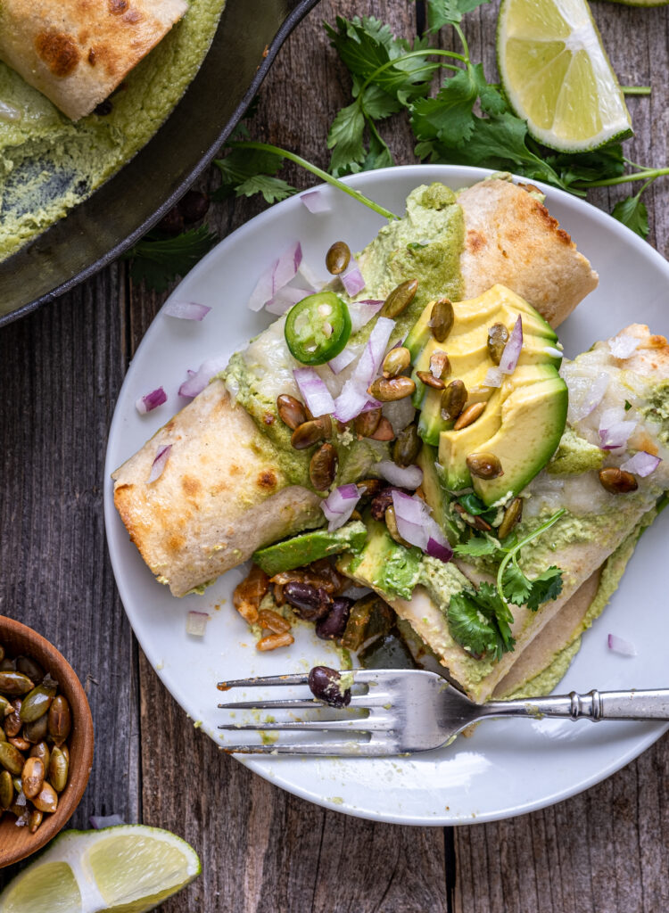 Poblano pumpkin seed enchiladas
