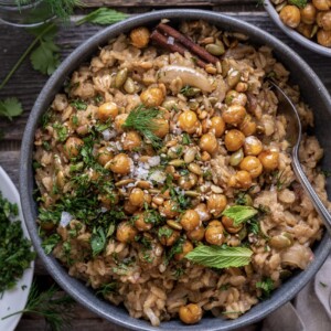 caramelized onion and cardamom savory oatmeal
