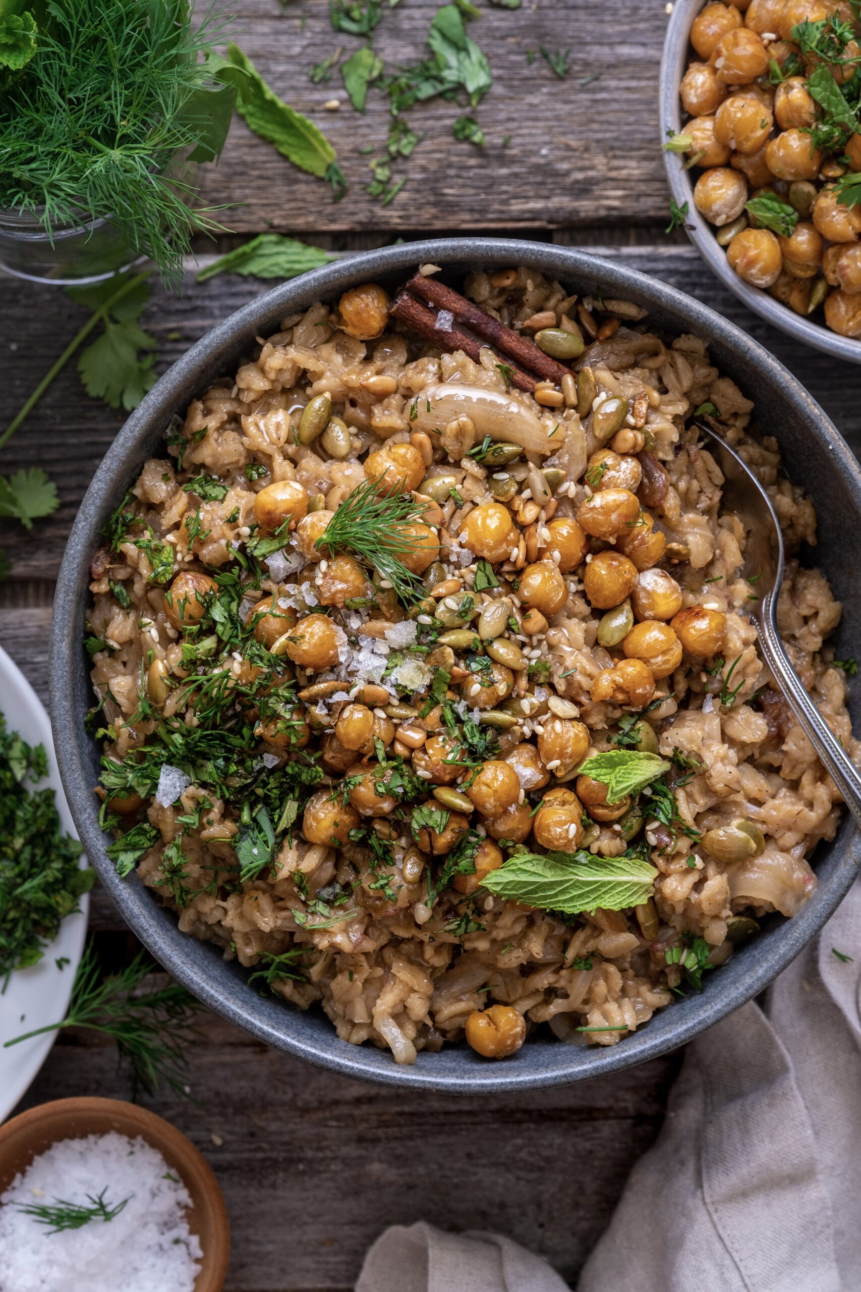 caramelized onion and cardamom savory oatmeal
