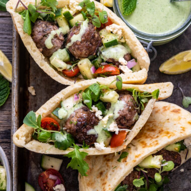 mediterranean meatball pitas