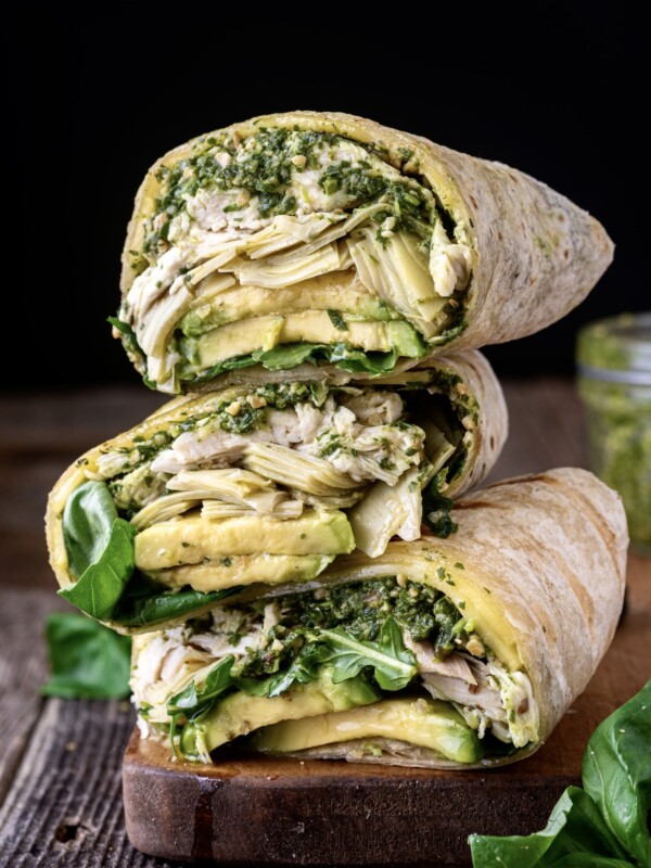 Grilled chicken pesto wraps