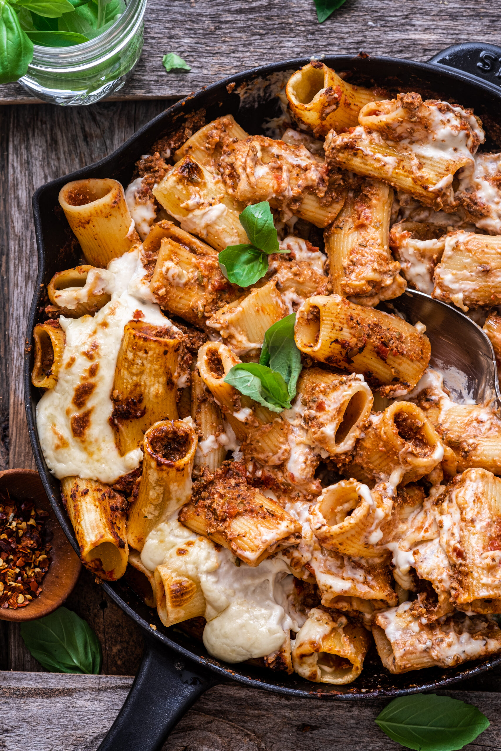 Baked Vegan Rigatoni Bolognese