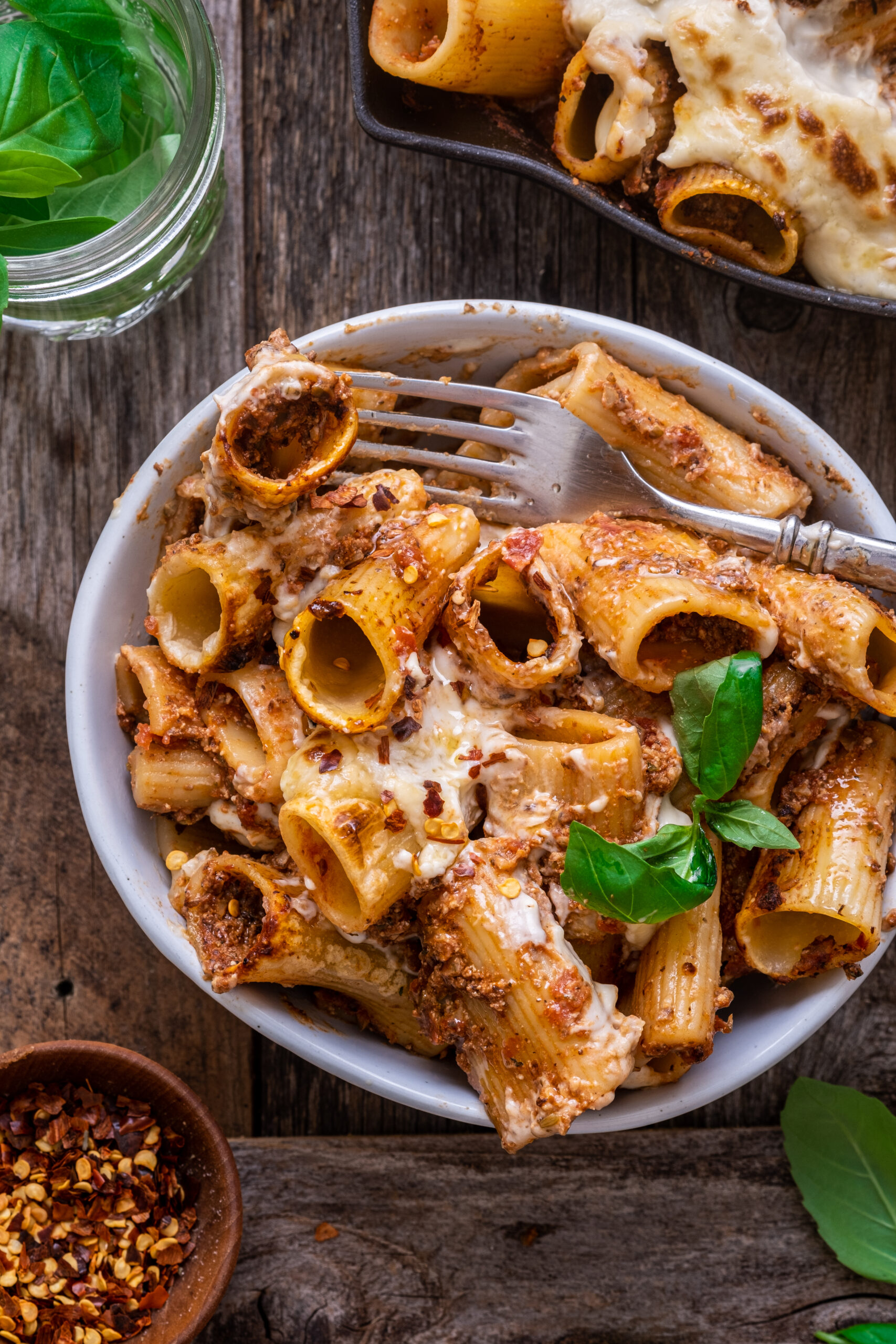 Baked Vegan Rigatoni Bolognese