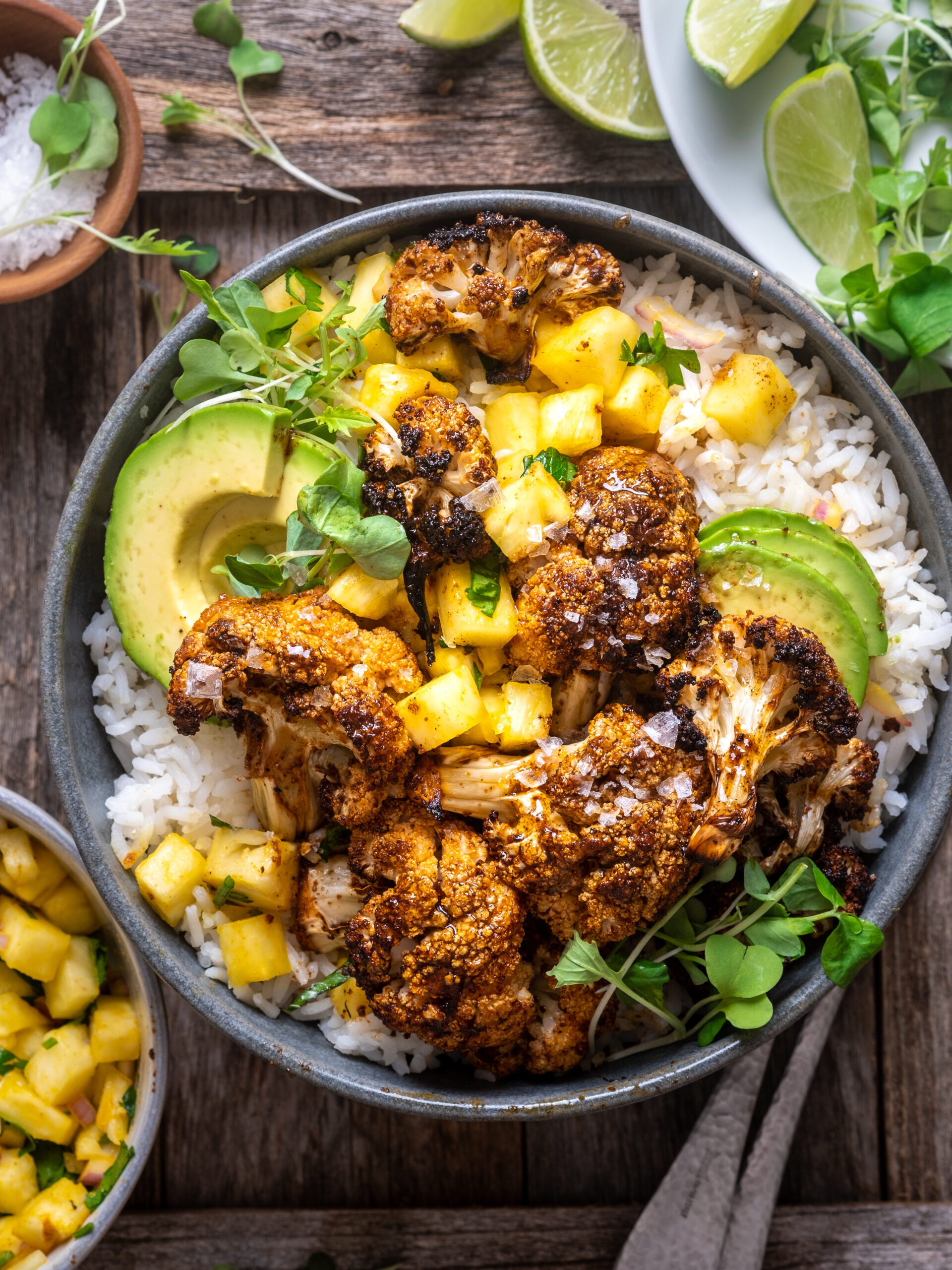 Blackened cauliflower bowls