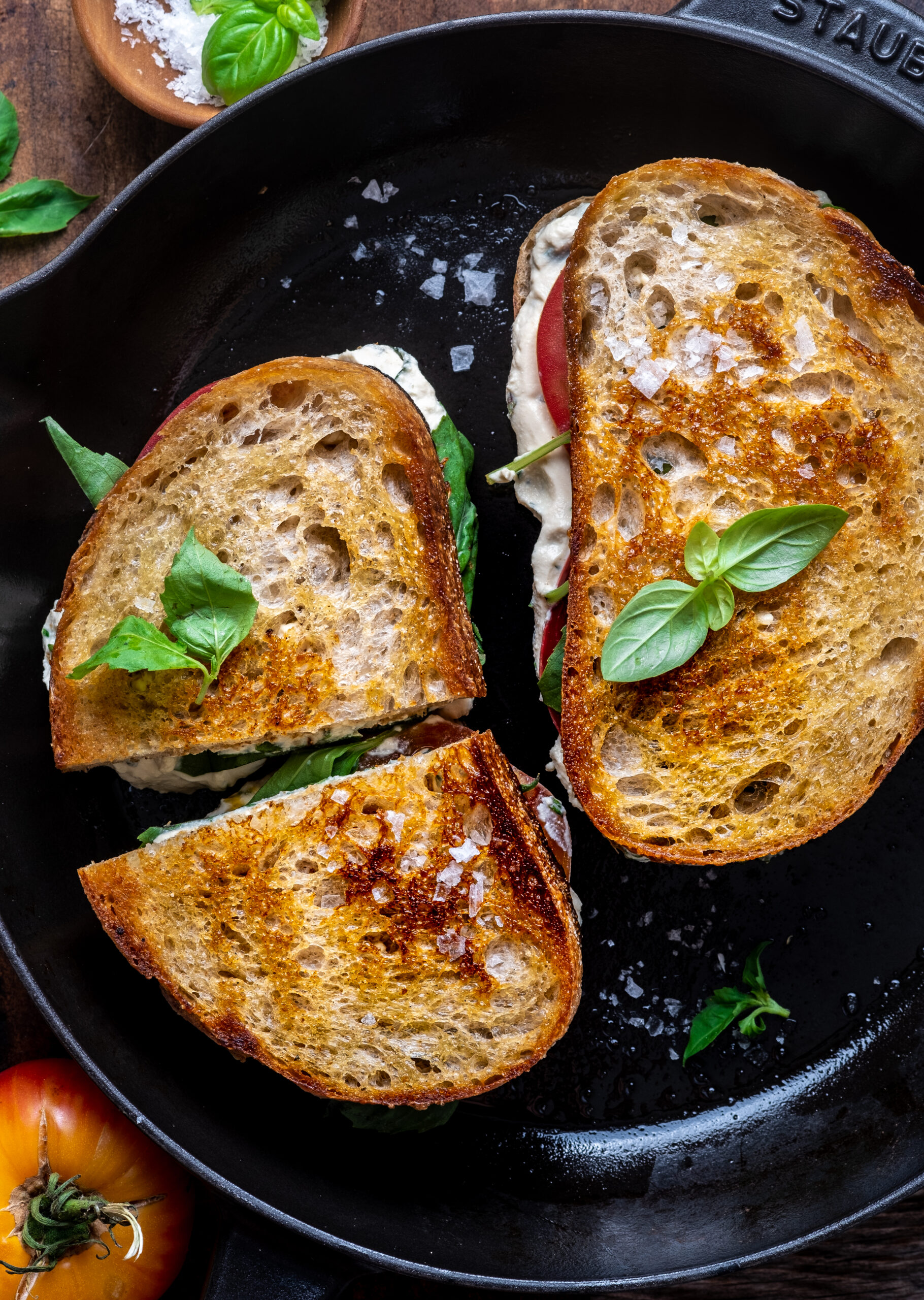 Vegan herbed ricotta grilled cheese