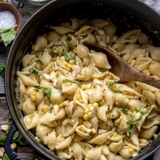 Creamy Miso butter pasta with sweet corn