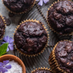 vegan double chocolate olive oil zucchini muffins