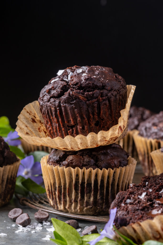 Double Chocolate Olive Oil Zucchini Muffins
