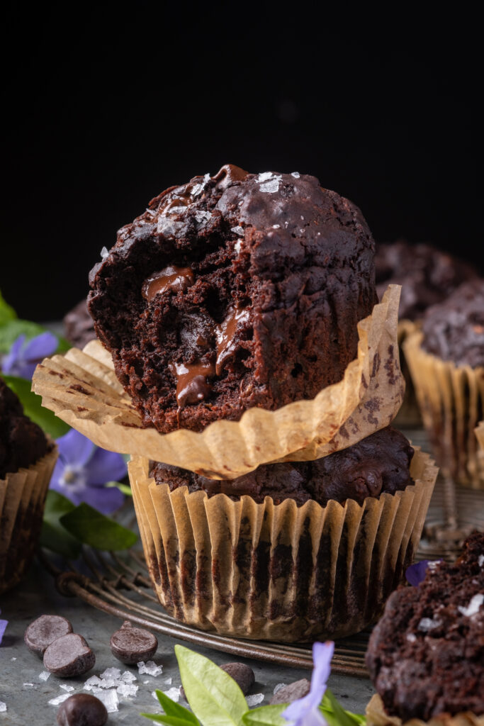 Double Chocolate Olive Oil Zucchini Muffins