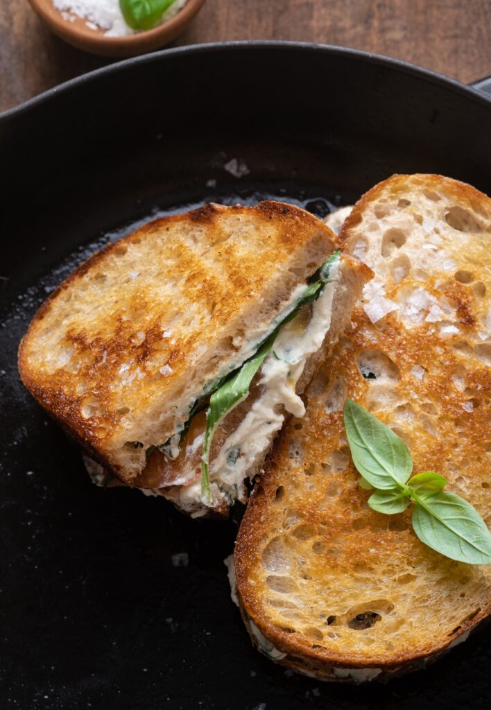 Vegan herbed ricotta grilled cheese