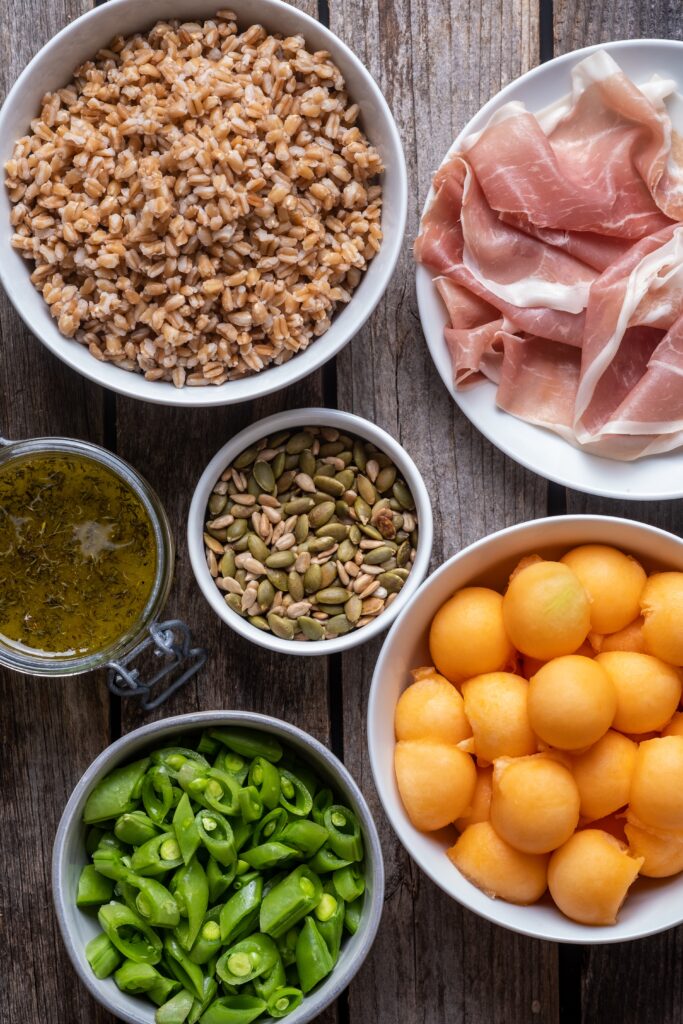 Farro and Melon Salad with Prosciutto