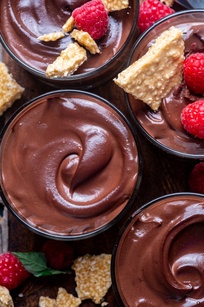 Vegan Chocolate Tahini Mousse with Sesame Brittle