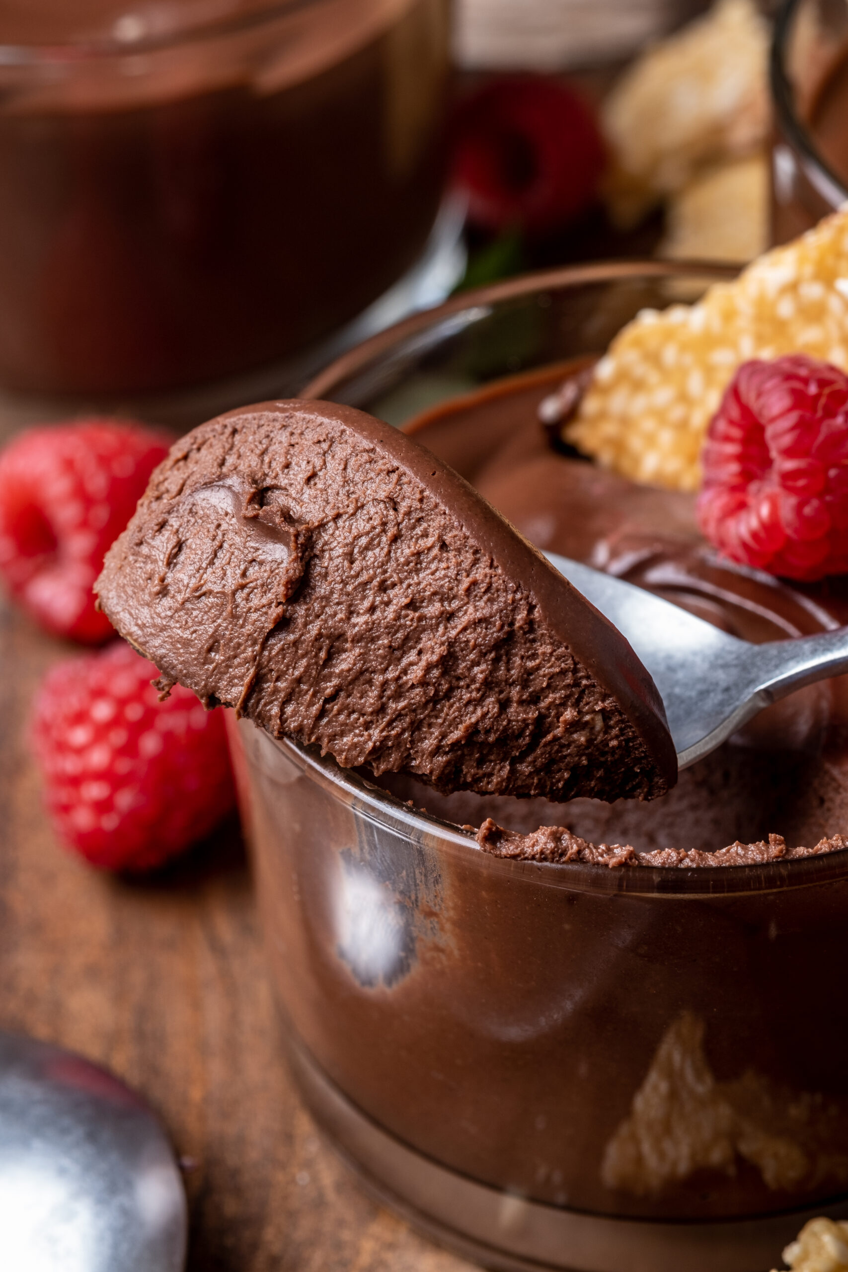 Vegan Chocolate Tahini Mousse with Sesame Brittle