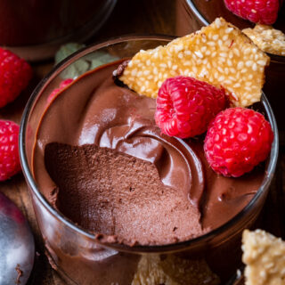Vegan chocolate tahini mousse