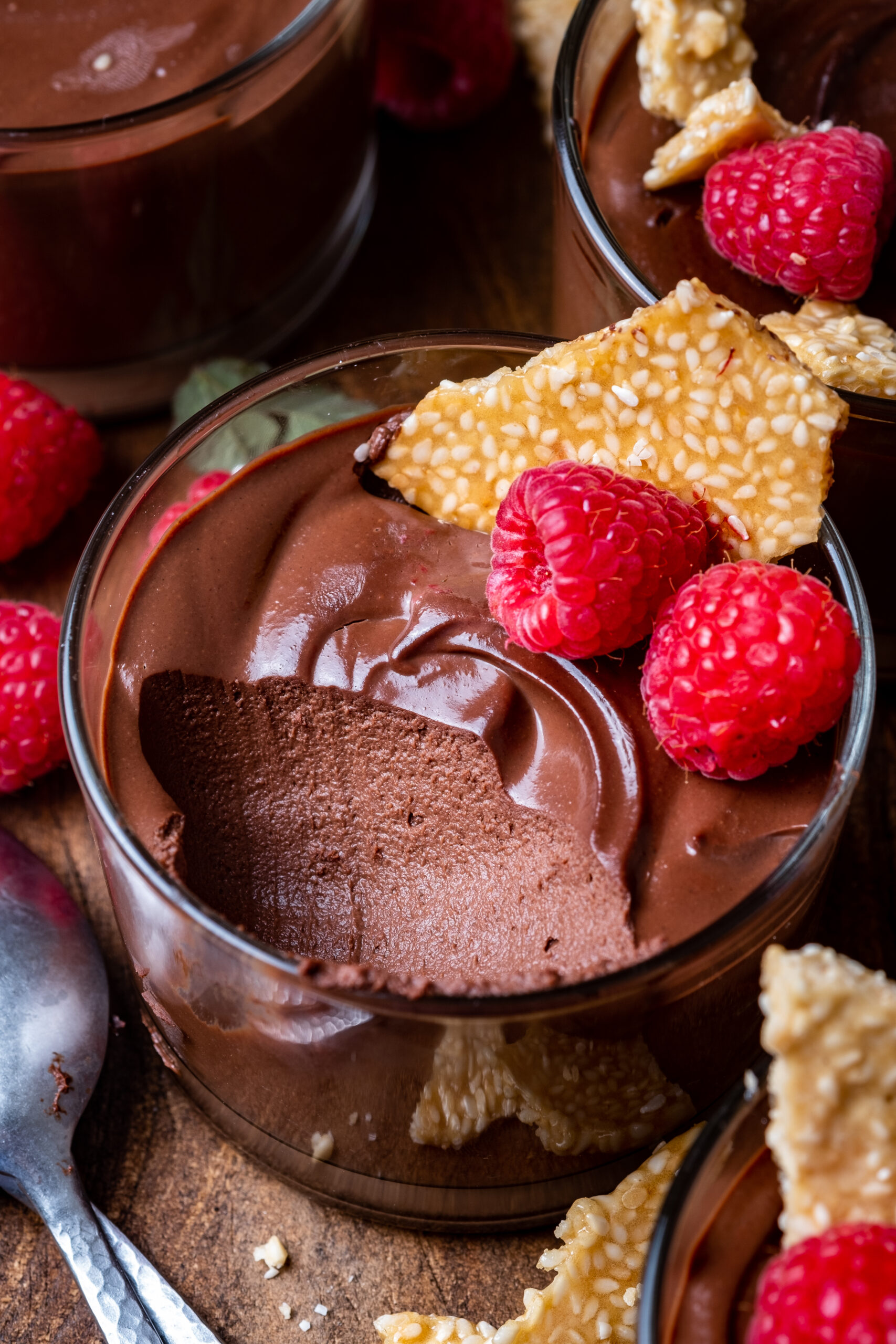 Vegan chocolate tahini mousse