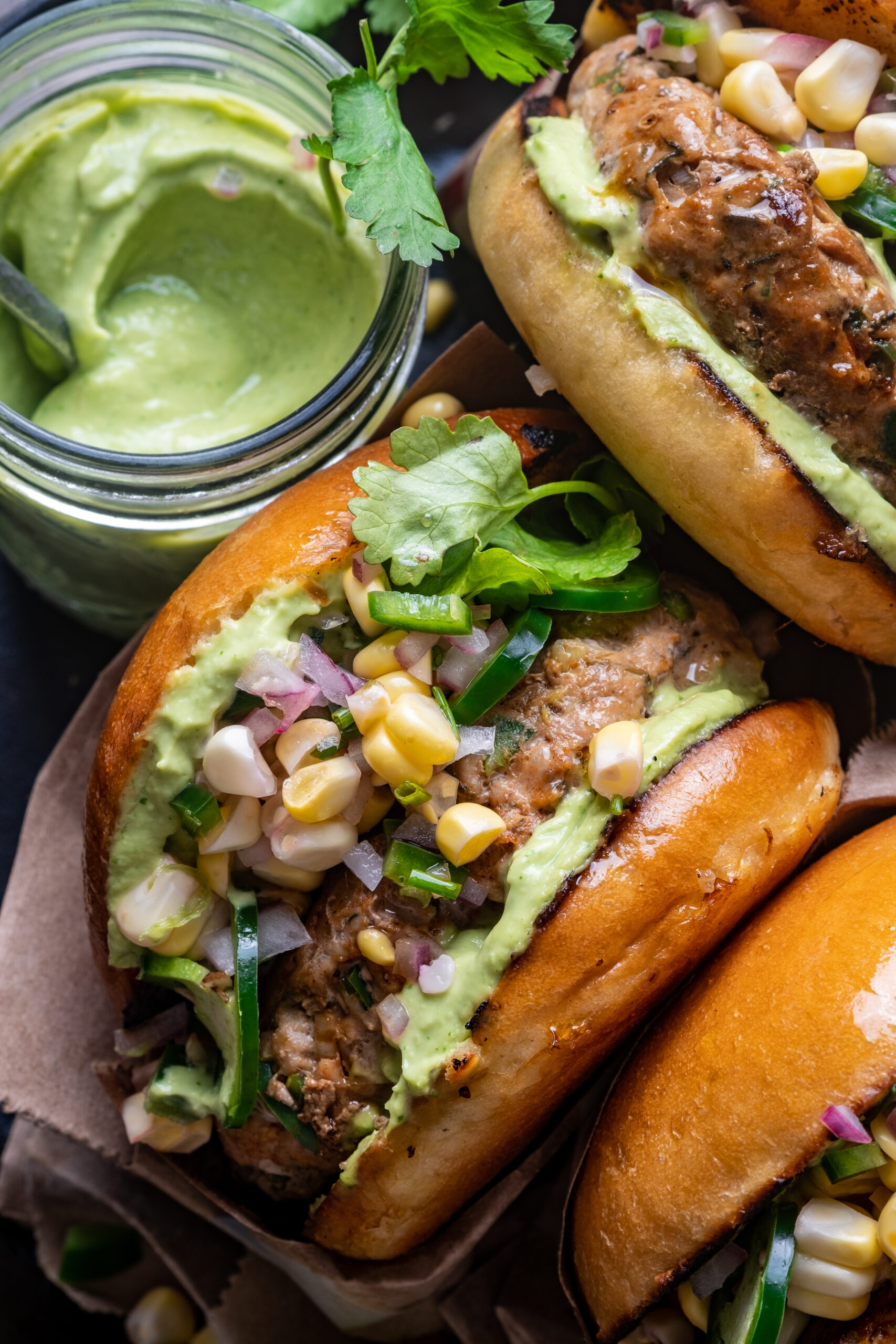 Honey Jalapeño Turkey Burgers with Avocado Crema
