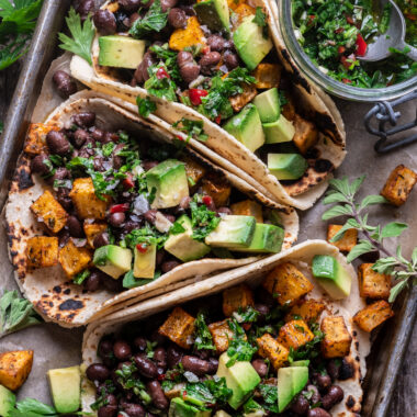 Chimichurri Black Bean Breakfast Tacos