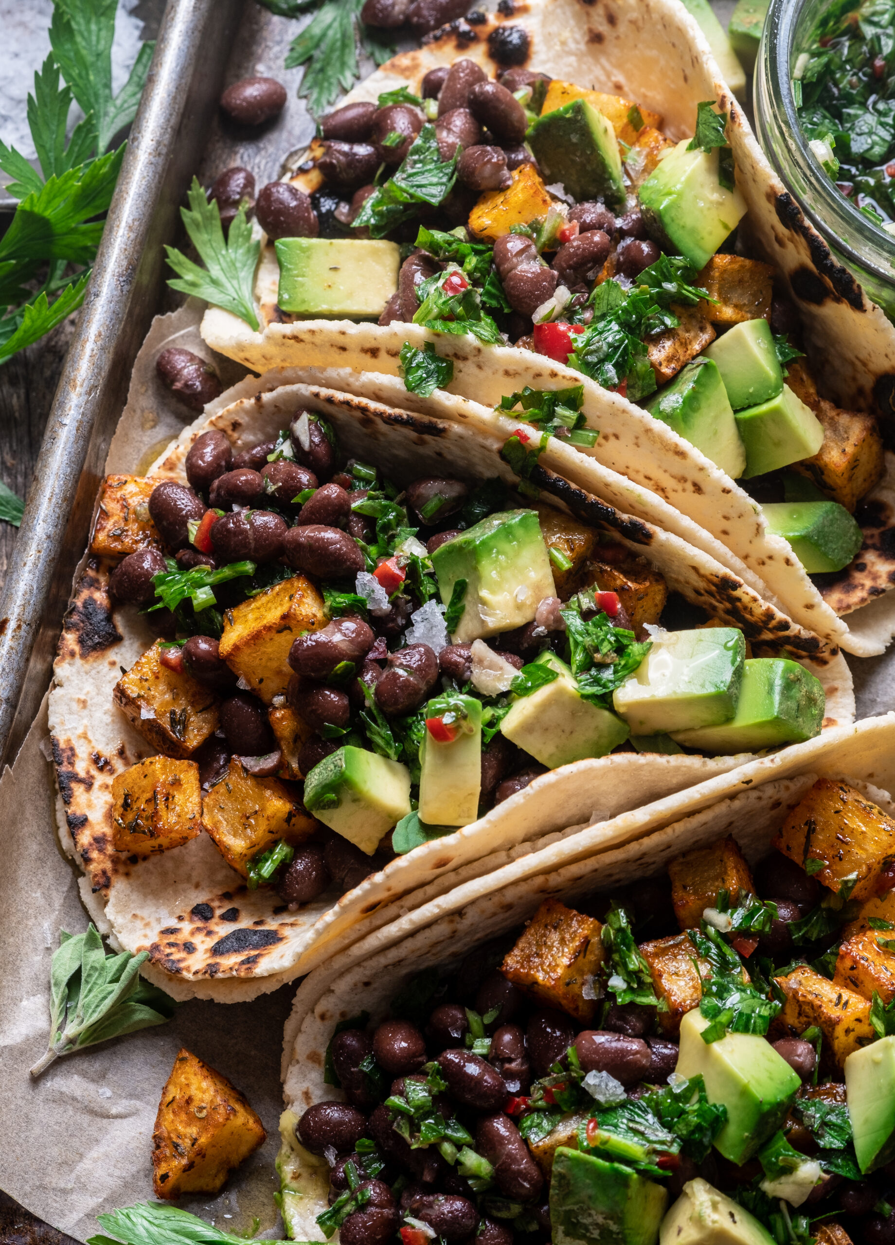 Chimichurri Black Bean Breakfast Tacos