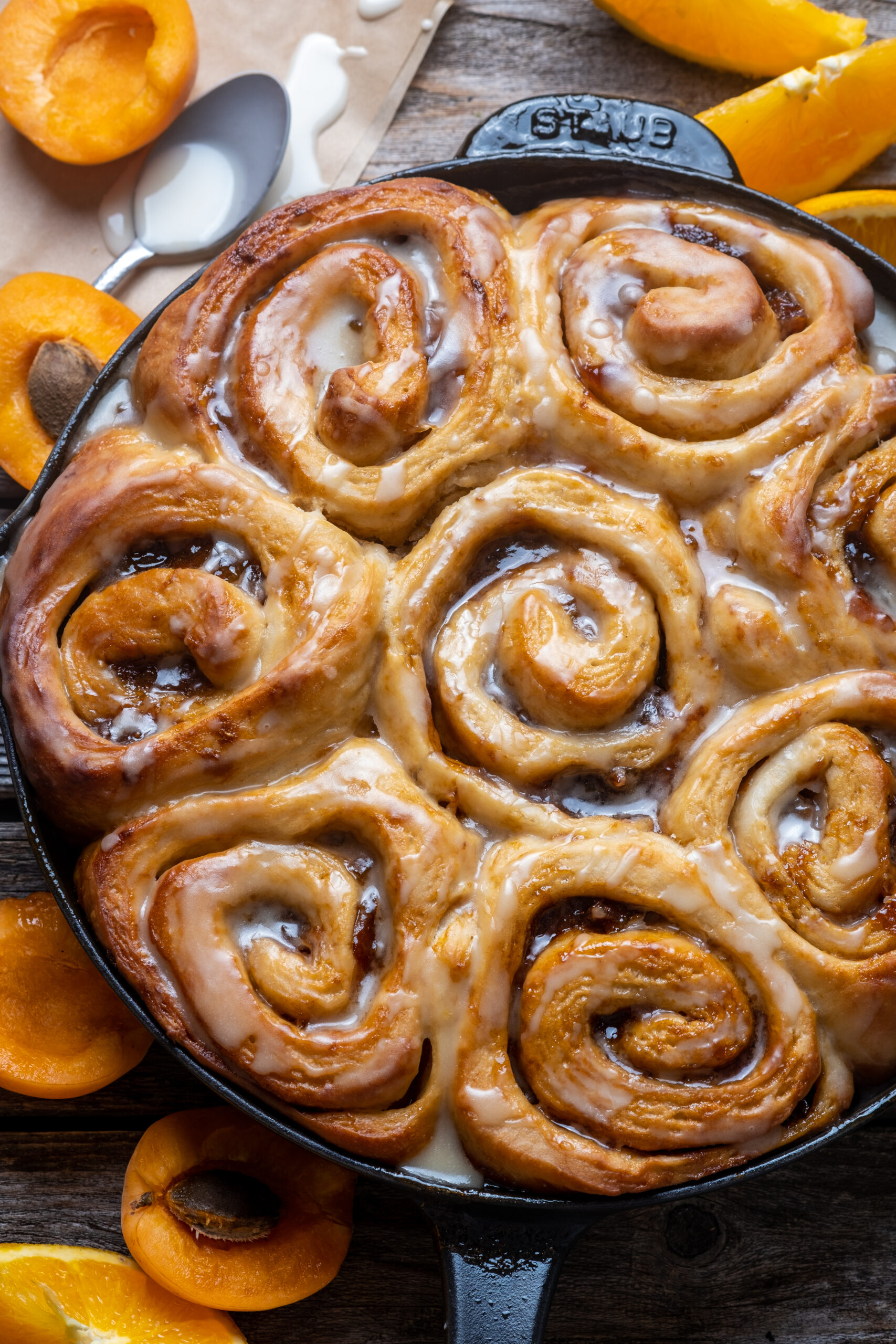 orange apricot sticky buns