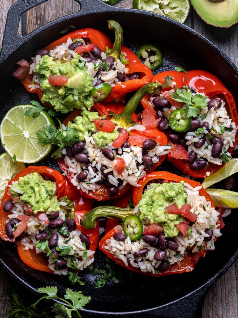 Cilantro Lime Rice and Black Bean Stuffed Peppers