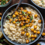 Lemon risotto with herb roasted chickpeas