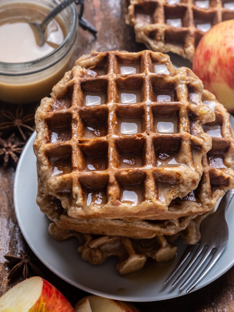 Maple Glazed Apple Fritter Waffles