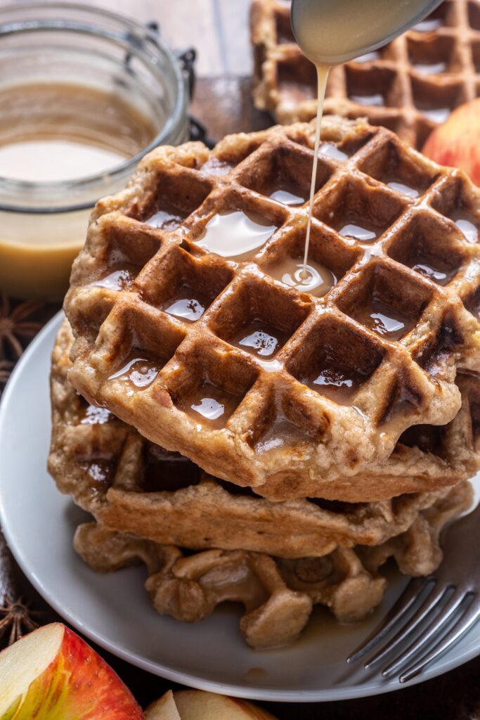 Maple Glazed Apple Fritter Waffles