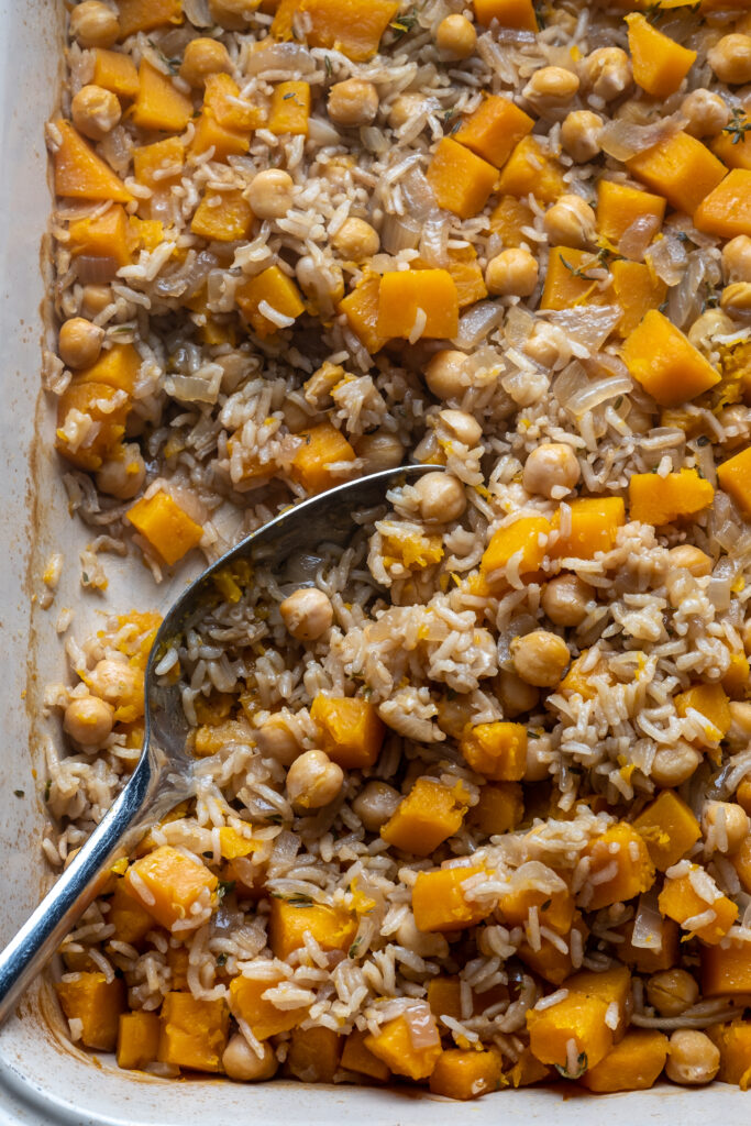 Butternut Squash Baked Rice with Sage Pesto