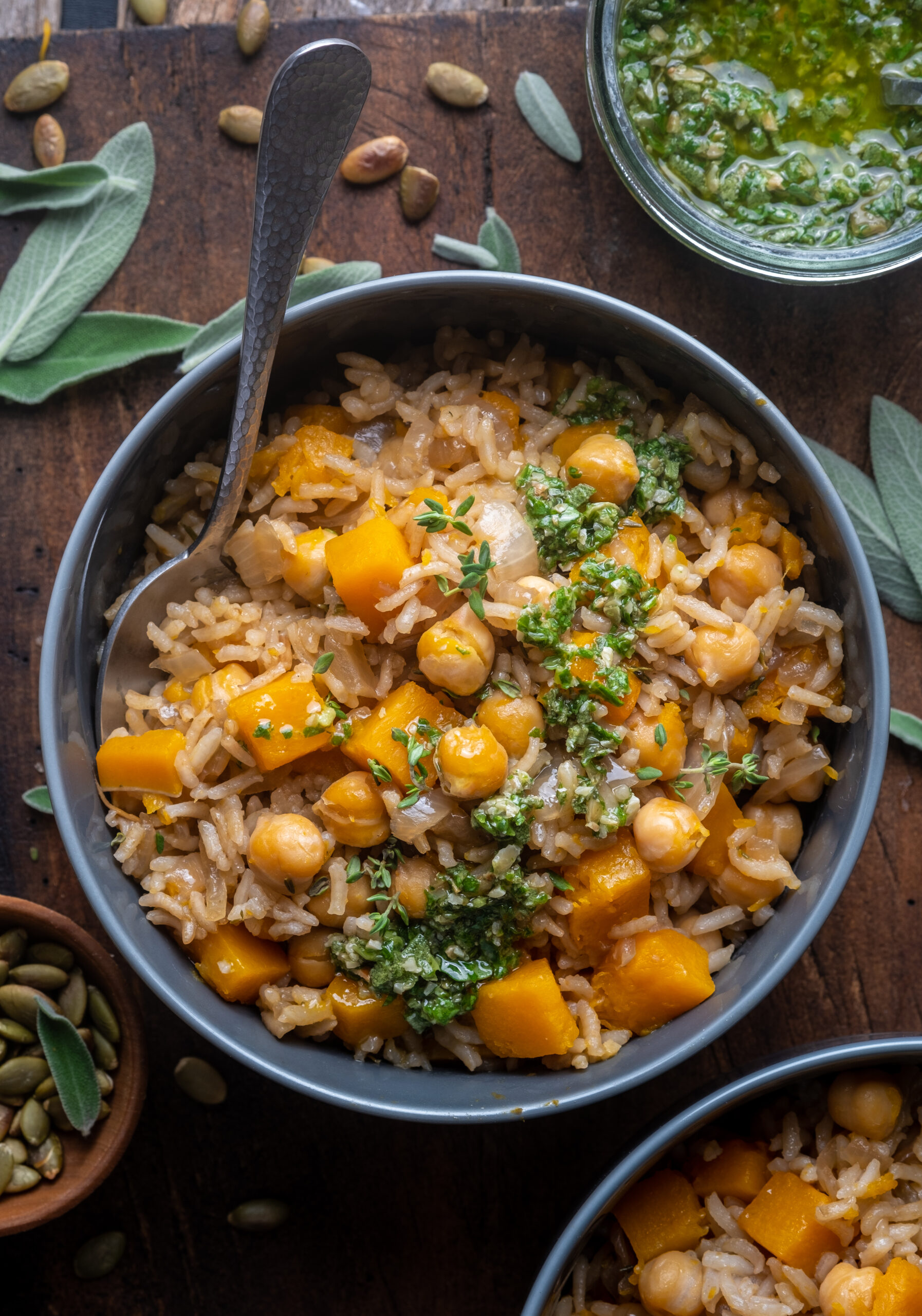 Butternut Squash Baked Rice with Sage Pesto
