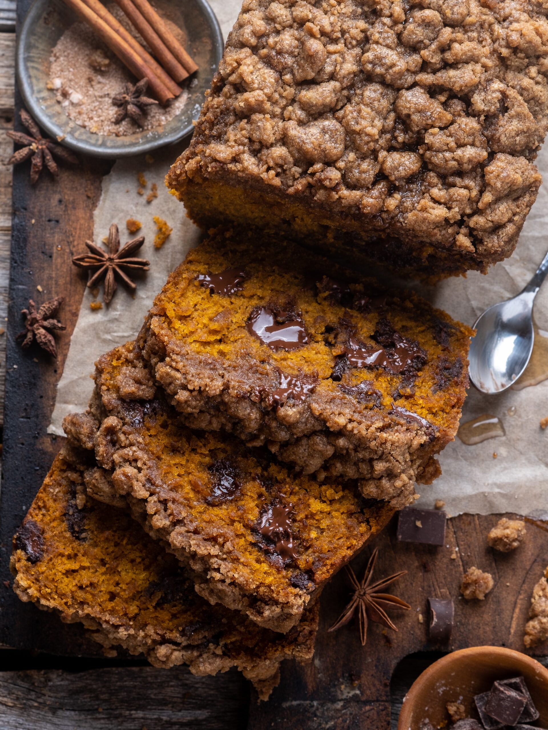 Chocolate chip Pumpkin Streusel bread