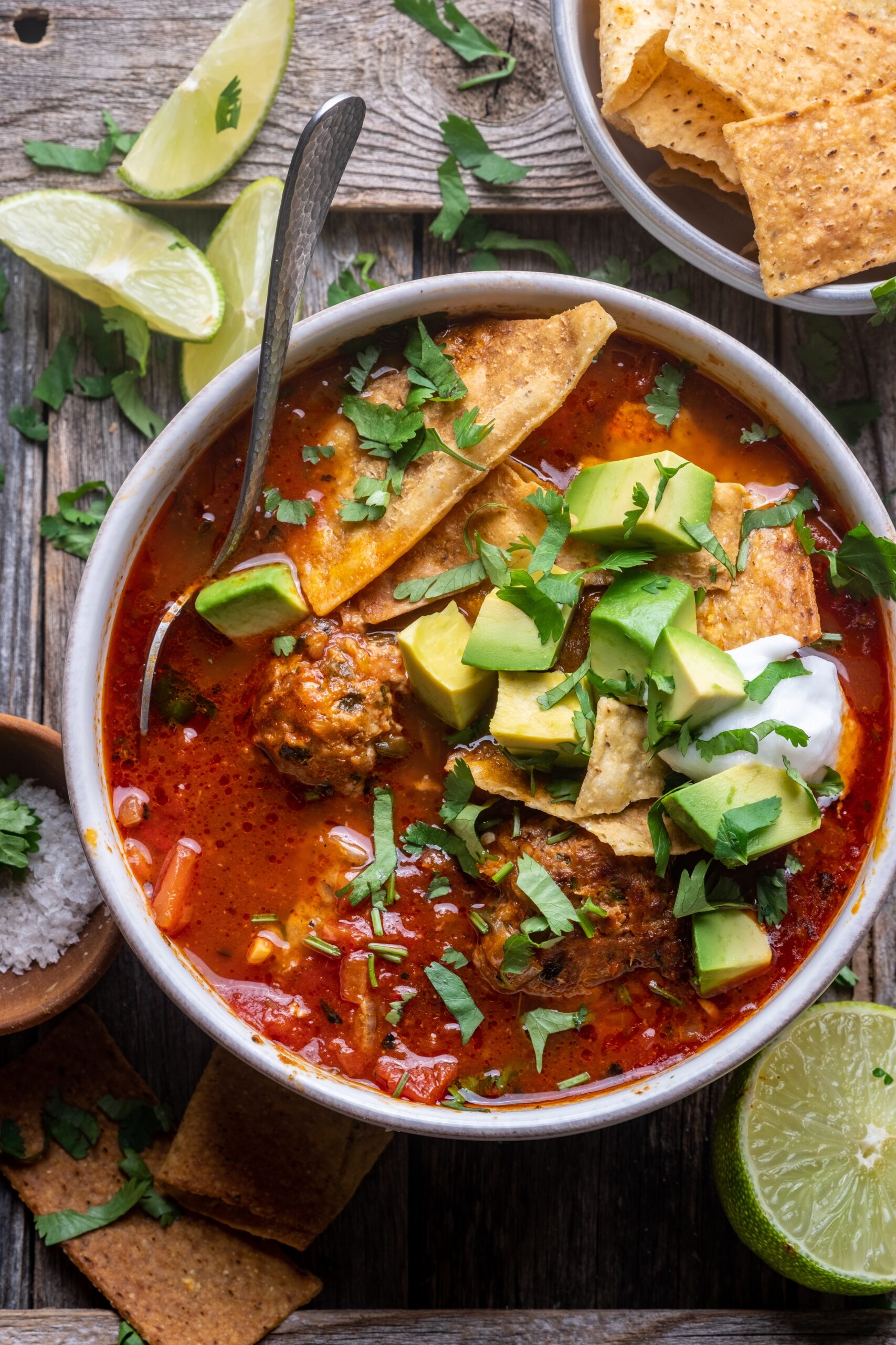 Smoky Chipotle Meatball Tortilla Soup