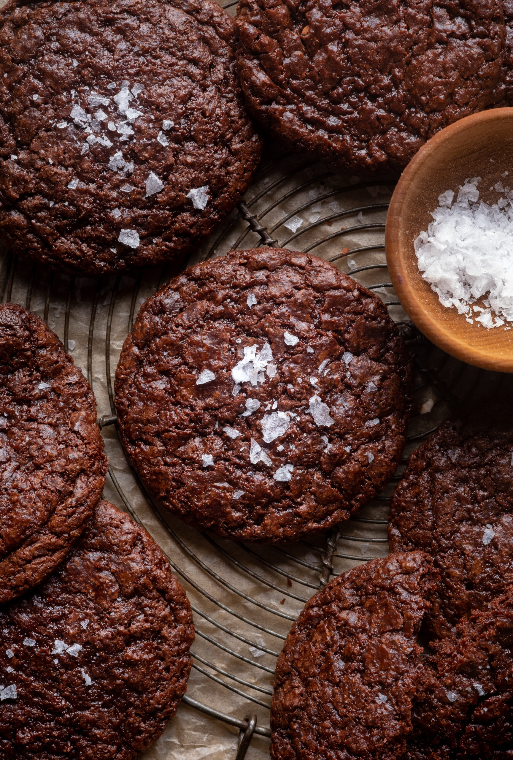 salted chocolate tahini cream pies