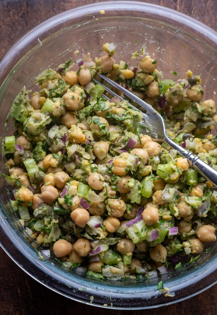 Herb Smashed Chickpea Salad Stuffed Pitas