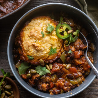 Black Bean Chili with Cornbread Biscuits