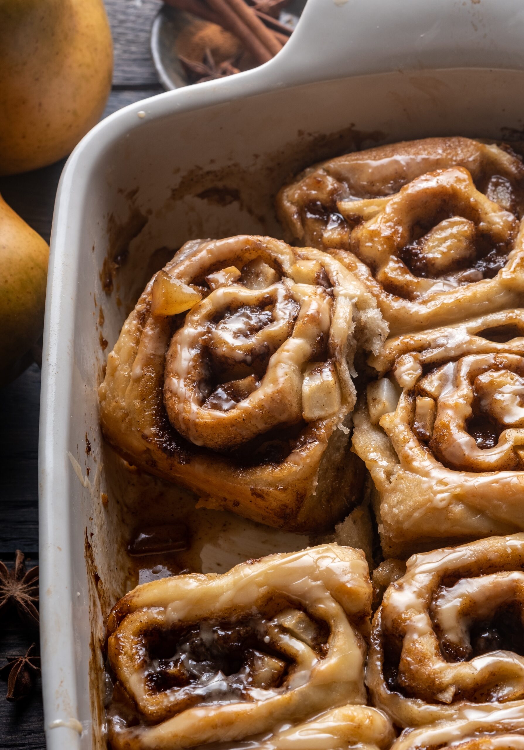 Spiced Pear Cinnamon Rolls