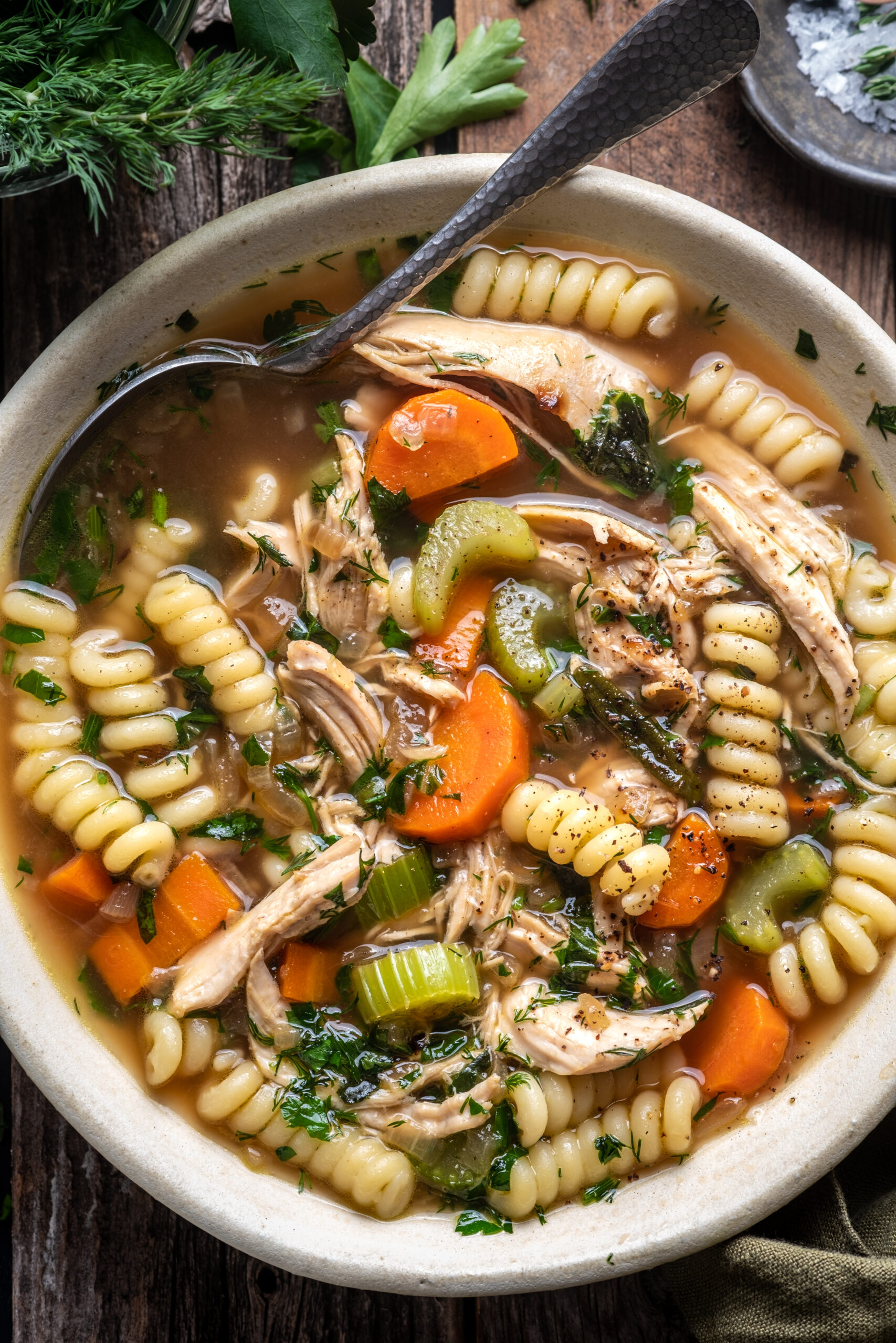 fresh herb chicken noodle soup