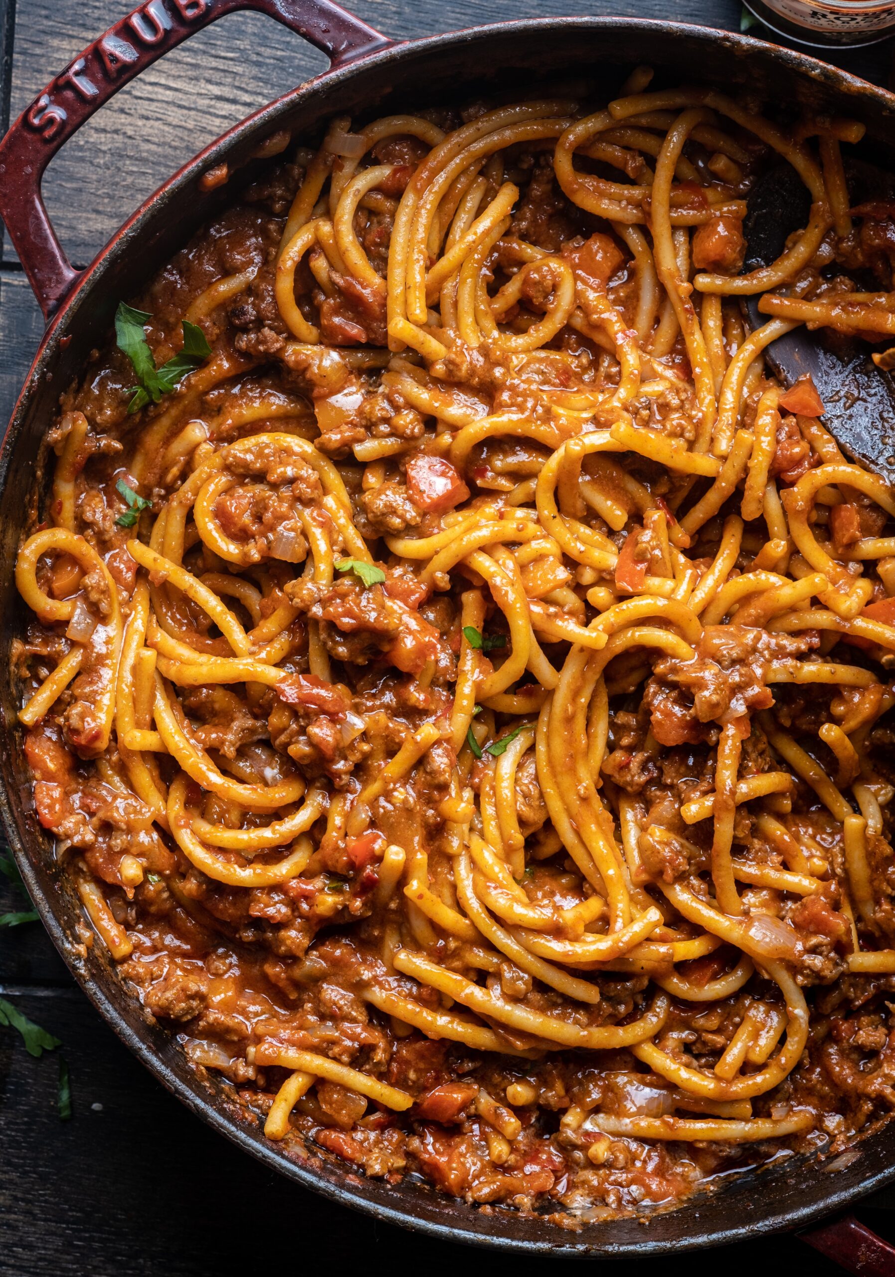 One pot harissa pasta bolognese